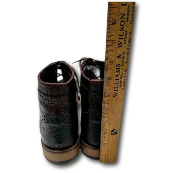 London Brogue Mens Shoes Size 8 Wing Tip Handcrafted Black  Brown Leather - Picture 4 of 11